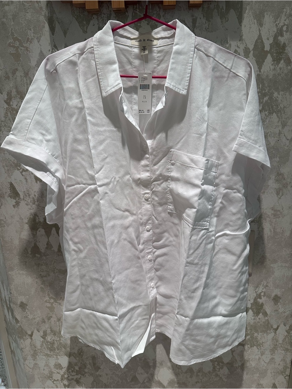 White Short-Sleeve Button-Up Shirt - Classic Casual